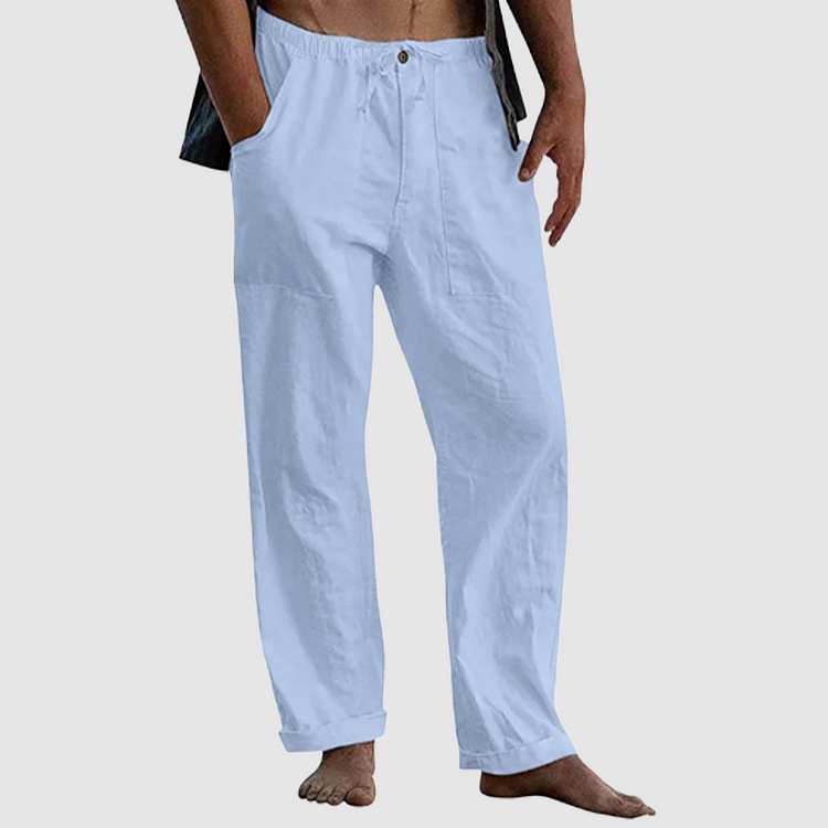 Pedro: Pantalon ample en lin pour homme avec cordon de serrage