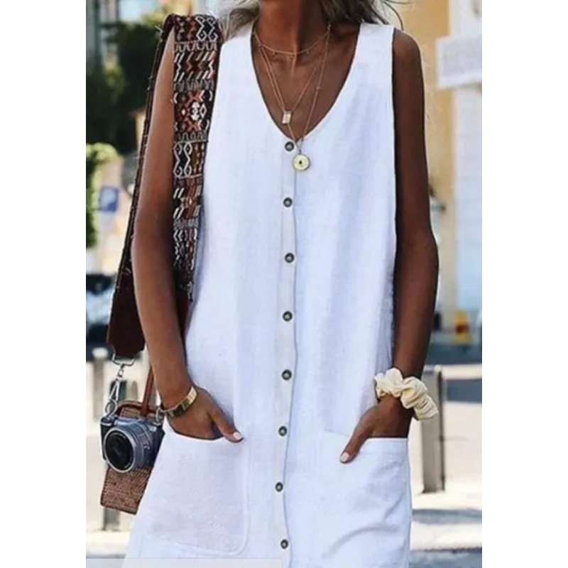 Robe midi fendue en lin – Jules