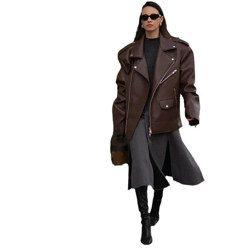 Berg-Feldt | Moderne Damen Kurze Leder-Look Jacke