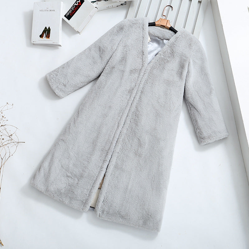 Damen Longjacke Berg-Feldt en fausse fourrure moelleuse avec poches pratiques