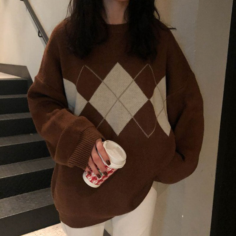 Berg-Feldt | Oversized Argyle Sweater Weich und Warm Lässig Chic