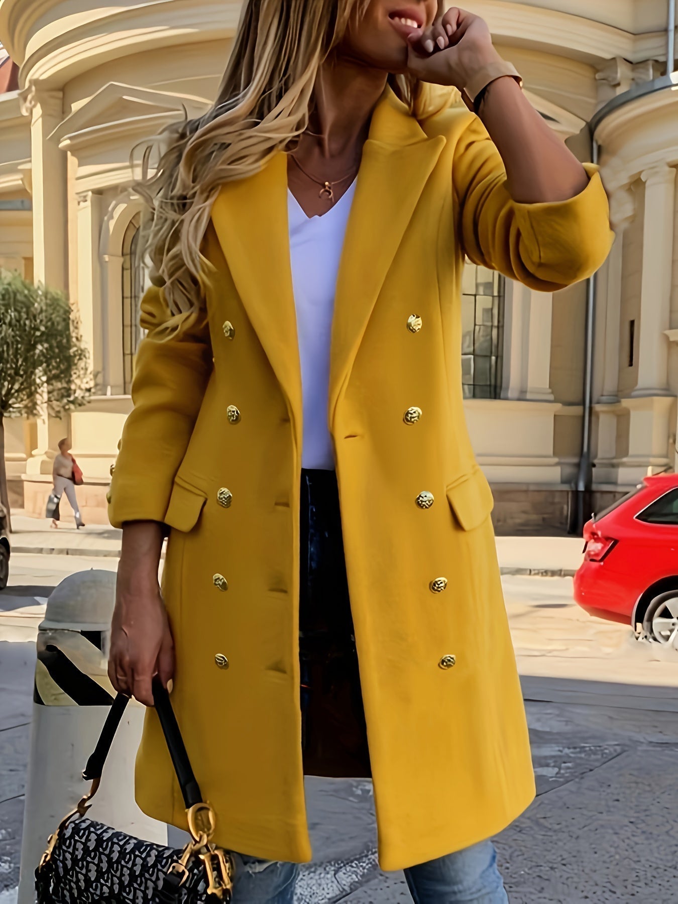 Berg-Feldt | Mantel Gelb - Damen Eleganter Langmantel
