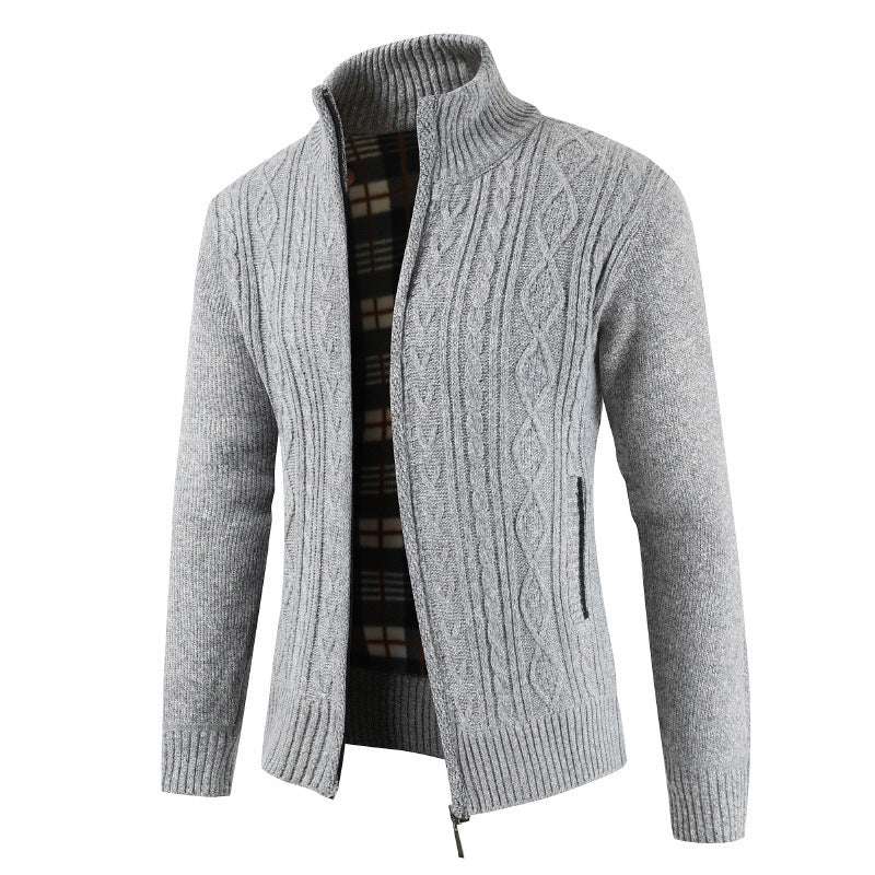 Herren Strickjacke mit Zopfdesign und hohem Kragen Berg-Feldt