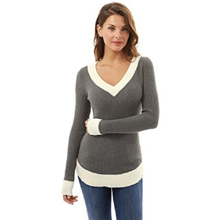 Pull-over col en V pour femme avec finitions contrastées Berg-Feldt