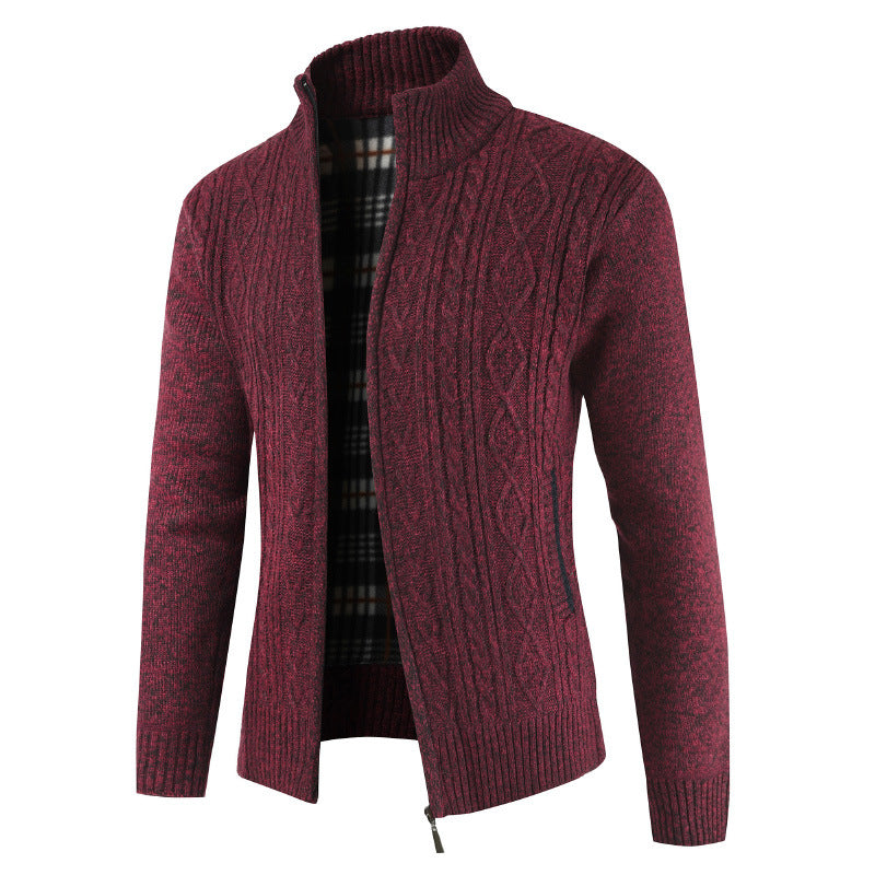 Herren Strickjacke mit Zopfdesign und hohem Kragen Berg-Feldt