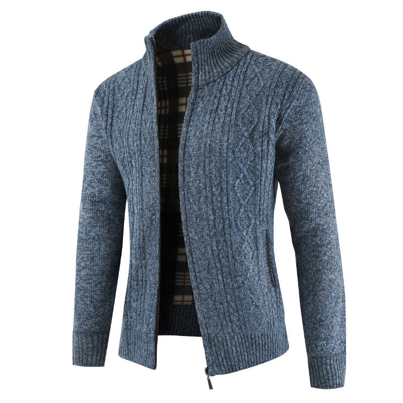 Herren Strickjacke mit Zopfdesign und hohem Kragen Berg-Feldt