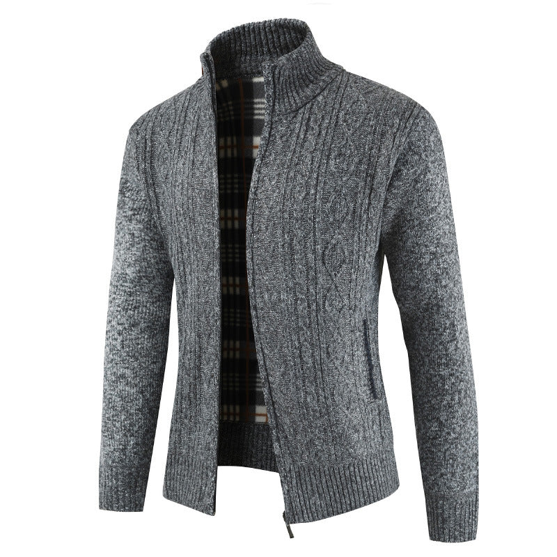 Herren Strickjacke mit Zopfdesign und hohem Kragen Berg-Feldt