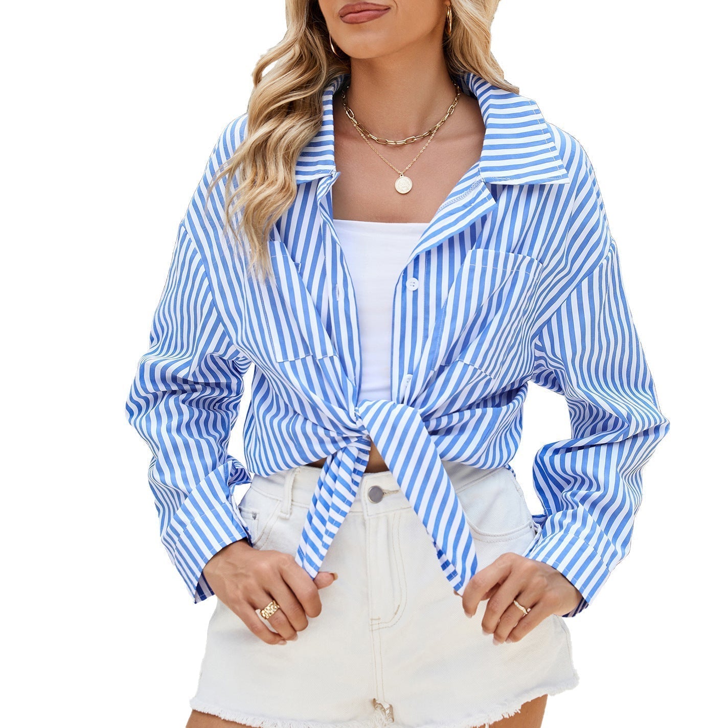 Chemise femme par Fudus : longue, rayée, avec poches