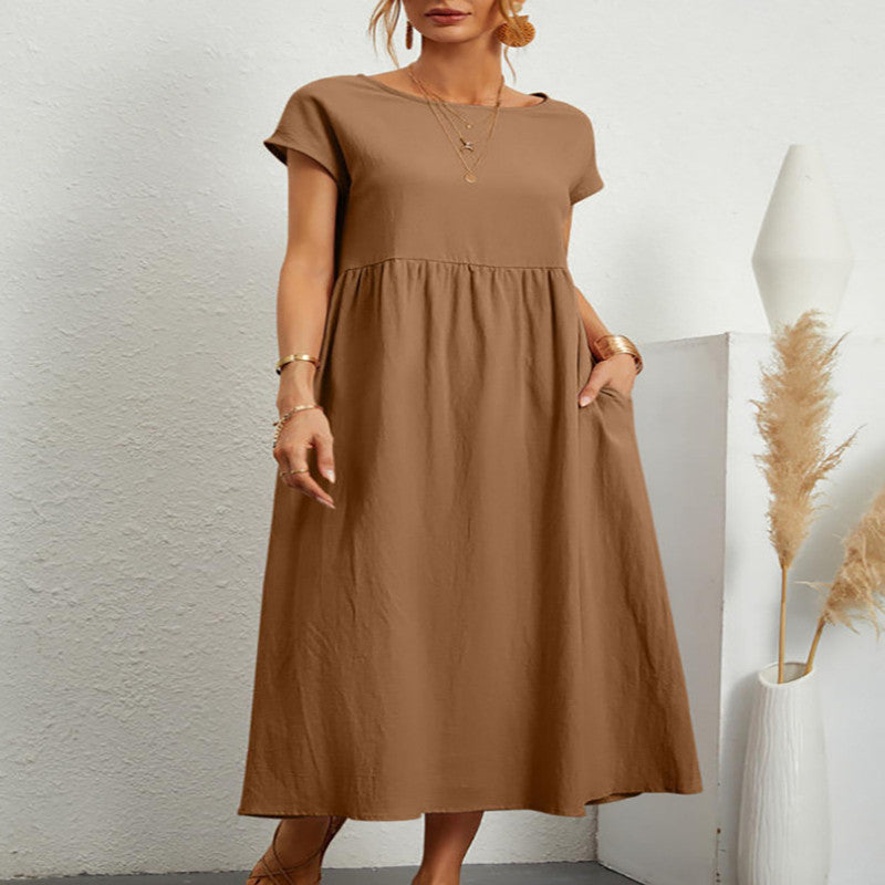 Robe sans manches en coton et lin Fudus, avec poches
