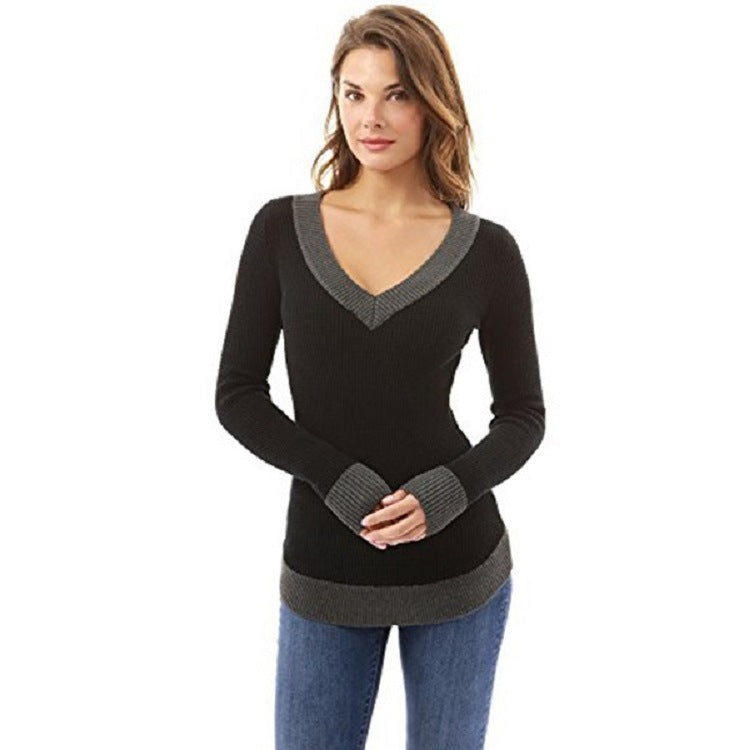 Pull-over col en V pour femme avec finitions contrastées Berg-Feldt