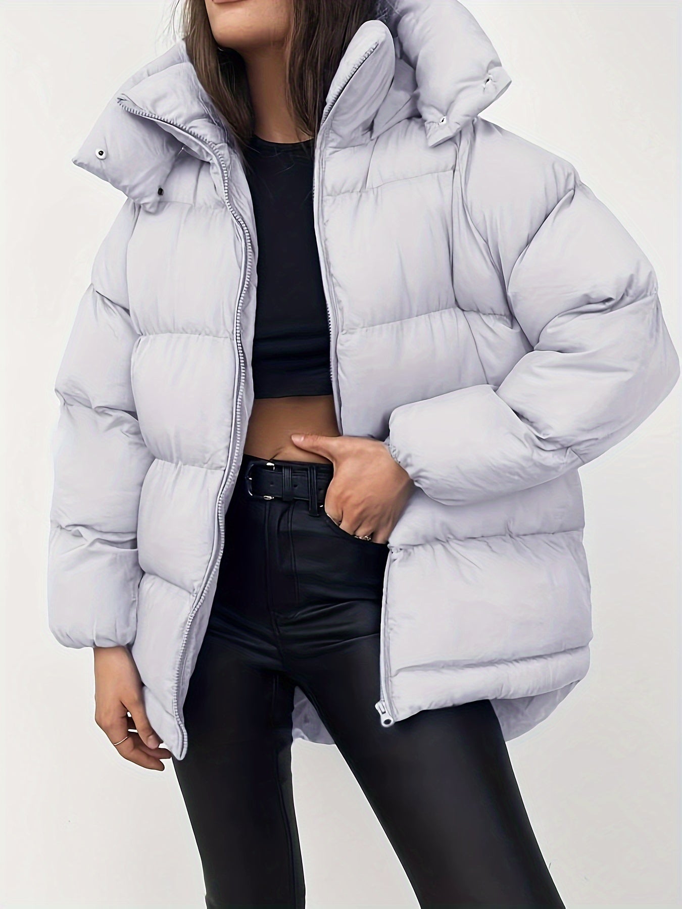 Berg-Feldt | Kurze Steppjacke mit Kapuze und Stehkragen für Damen Ideal Bei Kaltem Wetter