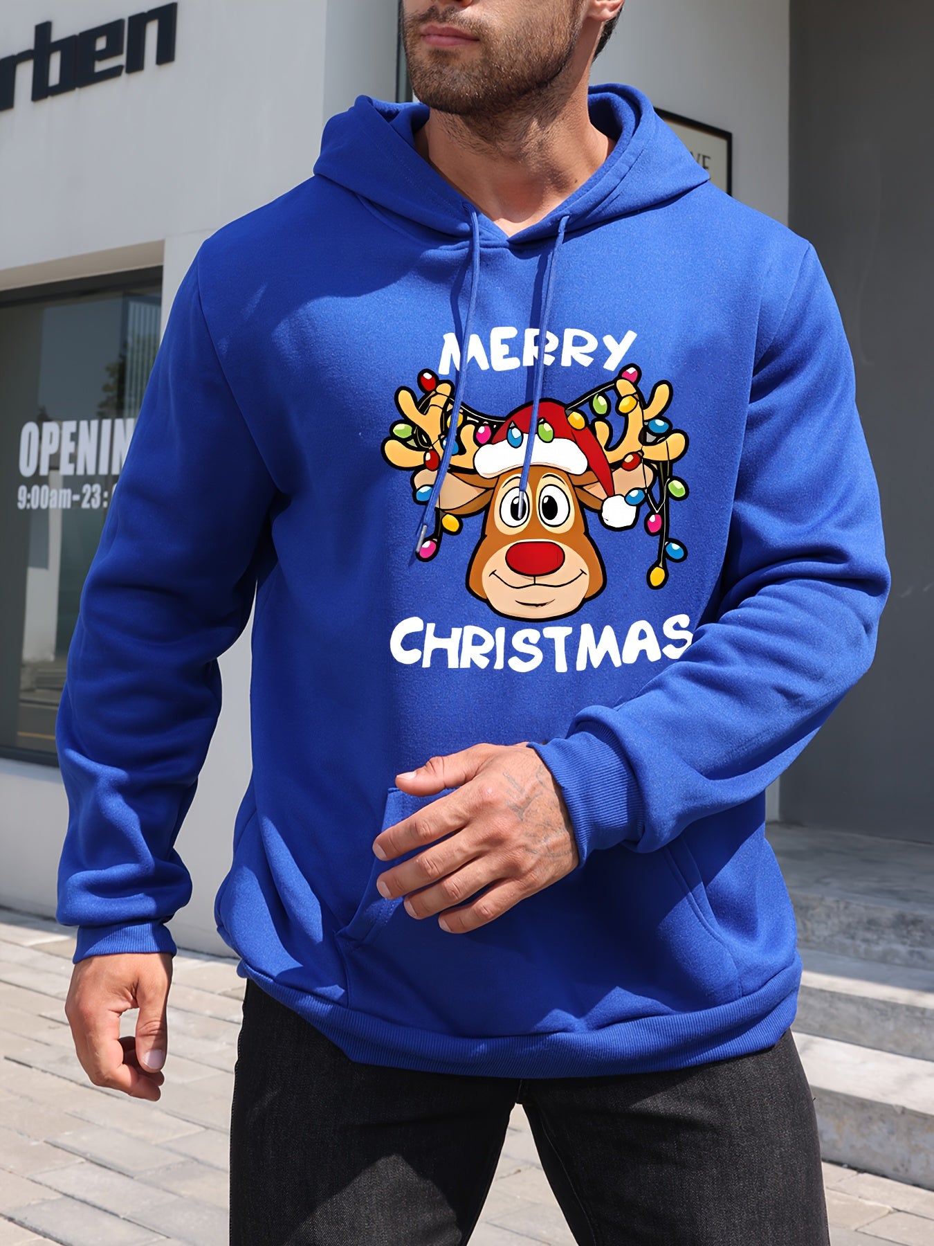 Berg-Feldt | Sweat à Capuche de Noël Imprimé Rennes Polyester Design Joyeux Noël