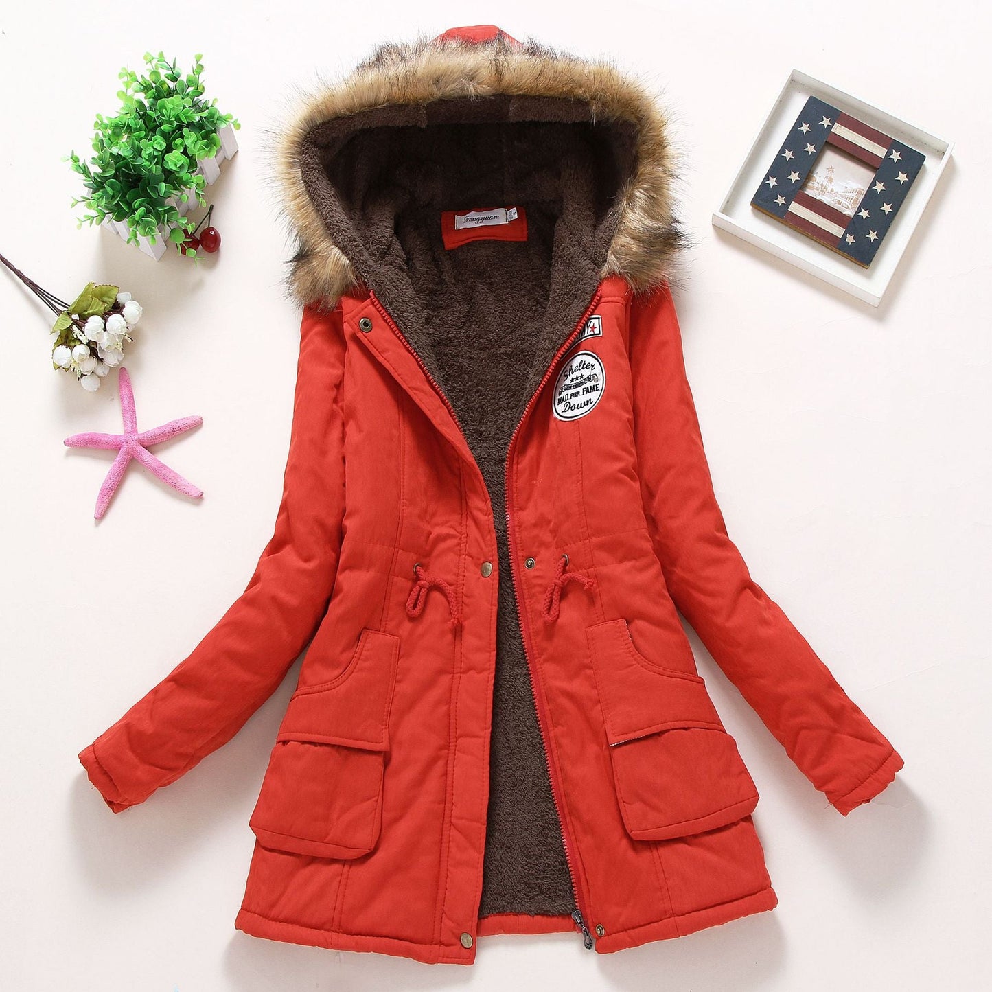 Veste d'hiver matelassée pour femme avec col amovible en fausse fourrure et poches plaquées pratiques Berg-Feldt
