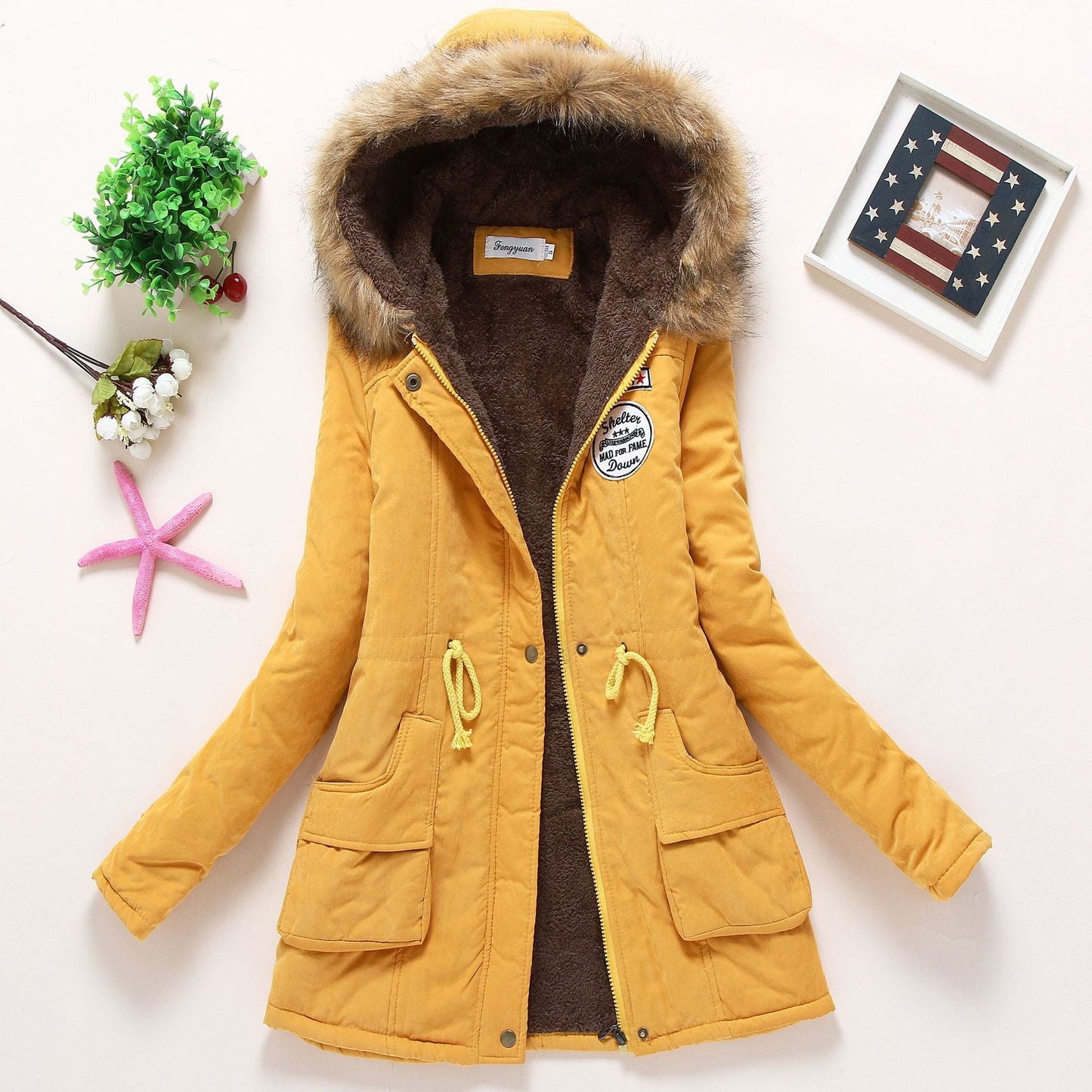 Veste d'hiver matelassée pour femme avec col amovible en fausse fourrure et poches plaquées pratiques Berg-Feldt