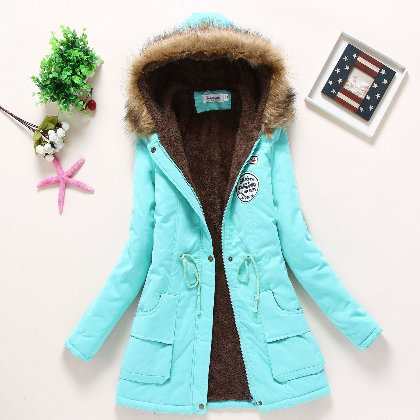 Veste d'hiver matelassée pour femme avec col amovible en fausse fourrure et poches plaquées pratiques Berg-Feldt