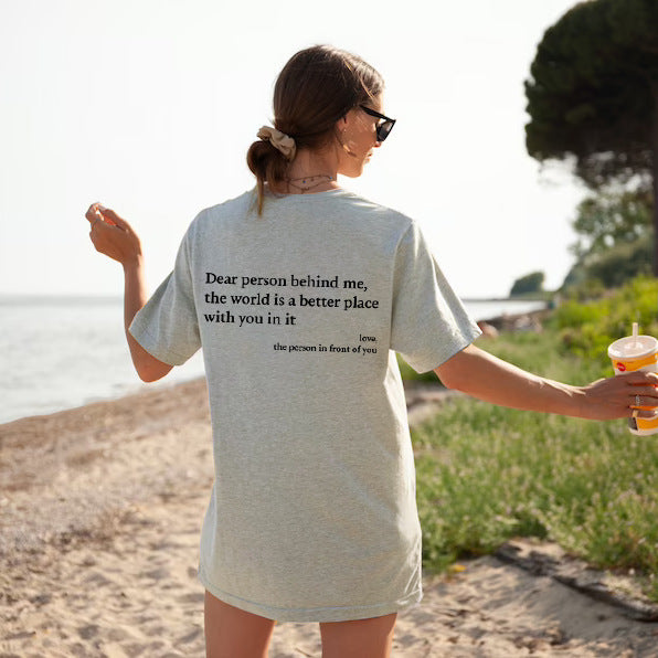 T-shirt ras du cou imprimé pour femme Fudus