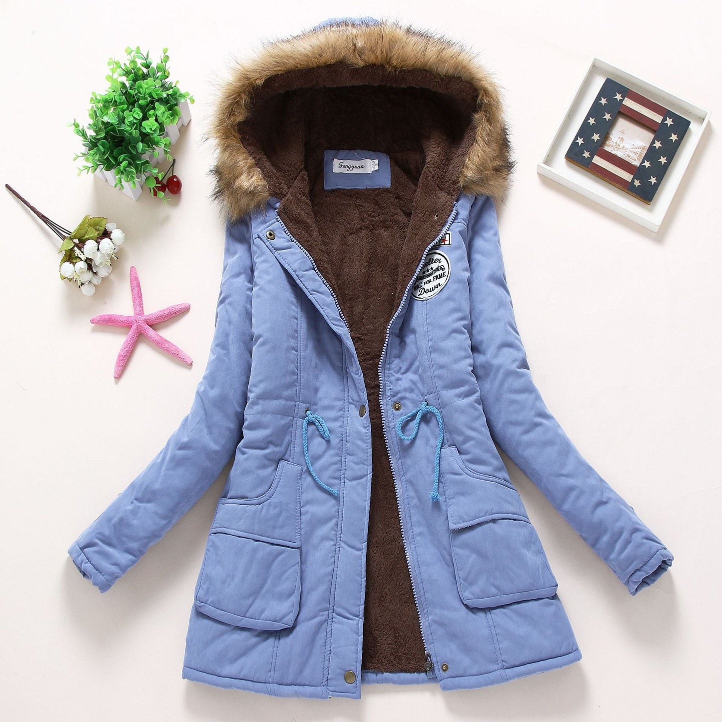 Veste d'hiver matelassée pour femme avec col amovible en fausse fourrure et poches plaquées pratiques Berg-Feldt