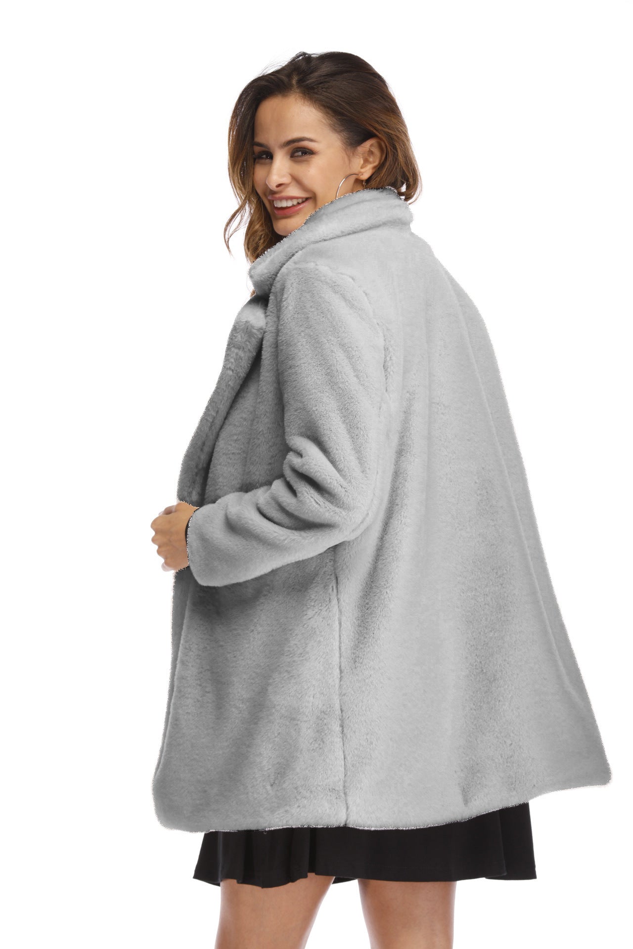 Damen Veste longue duveteuse en fausse fourrure avec capuche Berg-Feldt
