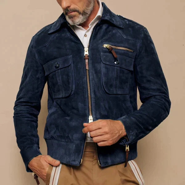 Berg-Feldt | Veste rétro pour homme en suède avec revers