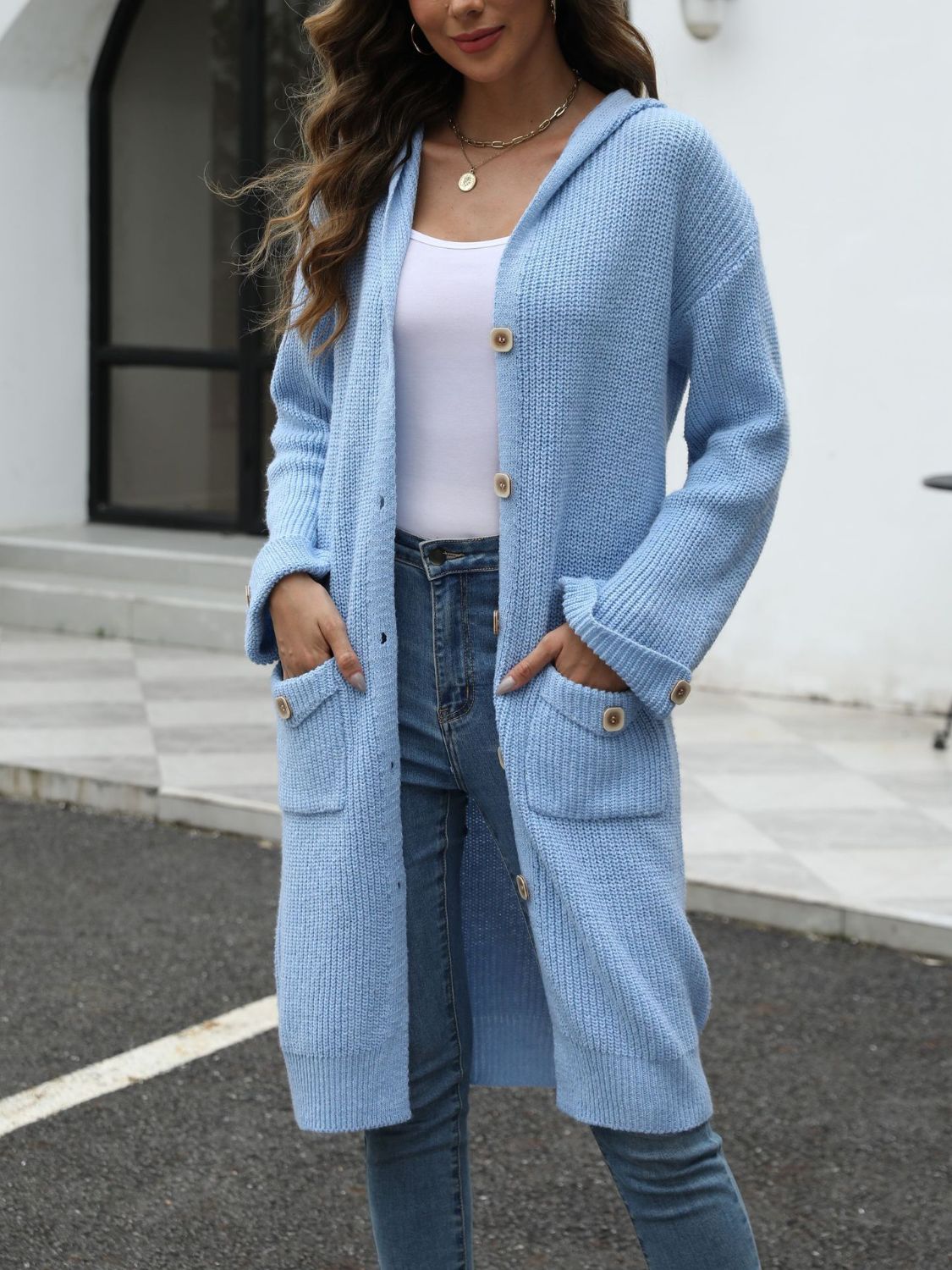 Berg-Feldt | Lange Strickjacke Knopfverschluss Zeitlos und Bequem