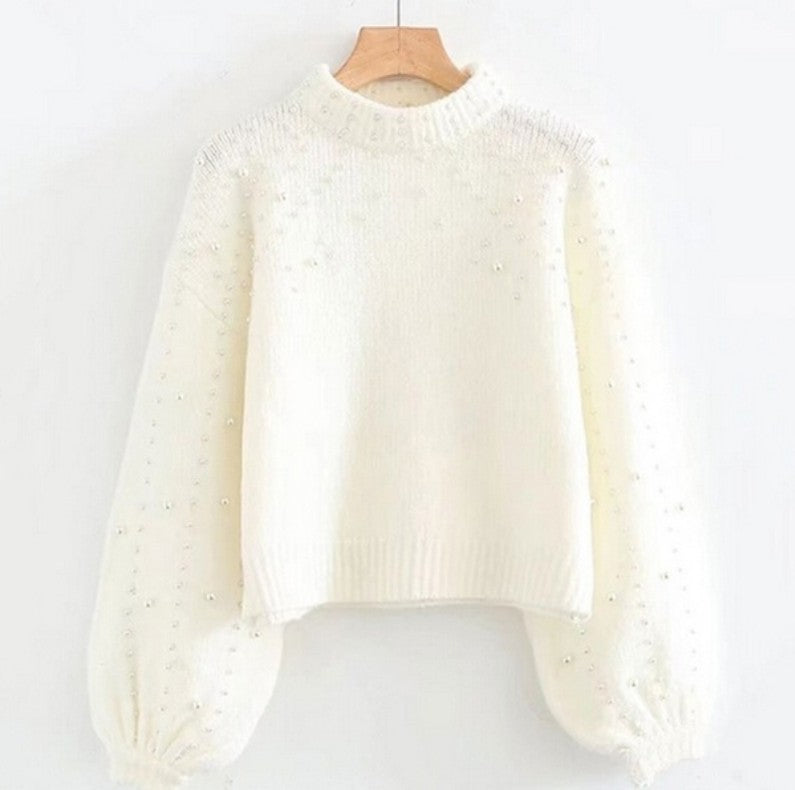 Damen Pullover mit schimmernden Perlendetails und voluminösen Ärmeln Berg-Feldt