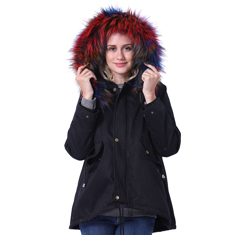 Veste d'hiver pour femme Berg-Feldt avec capuche amovible en fausse fourrure et poches pratiques