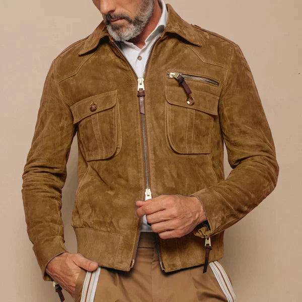 Berg-Feldt | Veste rétro pour homme en suède avec revers