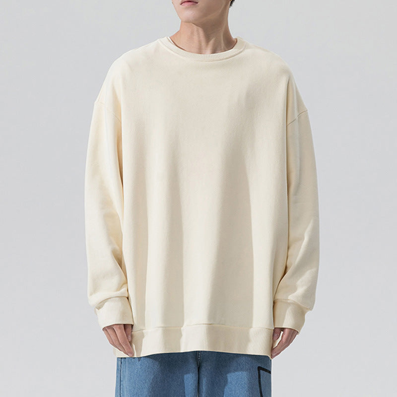 Sweat à capuche en velours ample Fudus pour couple, couleur unie, col rond