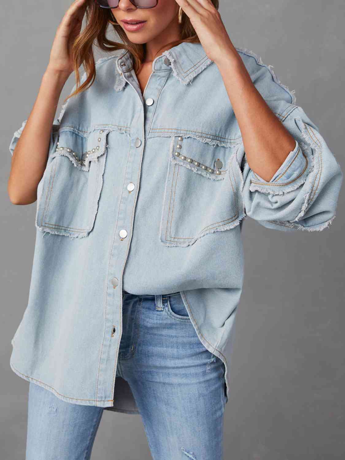 Berg-Feldt | Veste en jean à ourlet brut et boutons