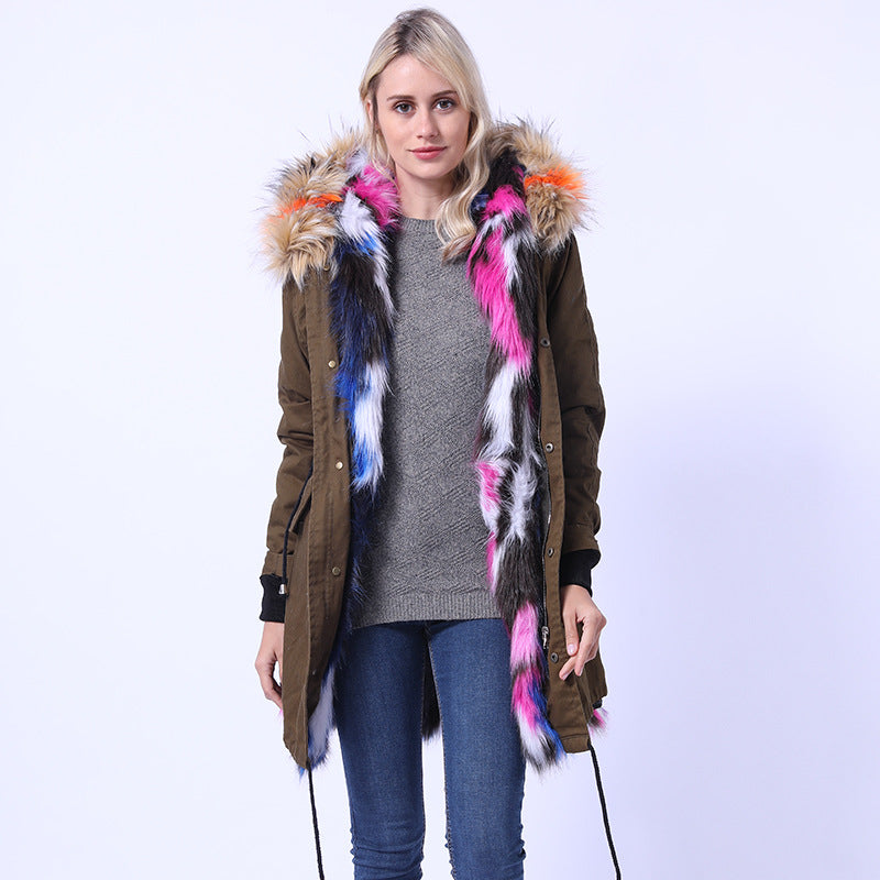 Manteau long femme avec col décoratif en fausse fourrure Berg-Feldt