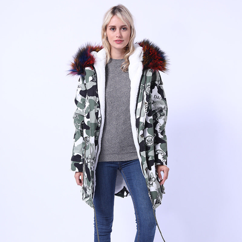 Manteau long femme avec col décoratif en fausse fourrure Berg-Feldt