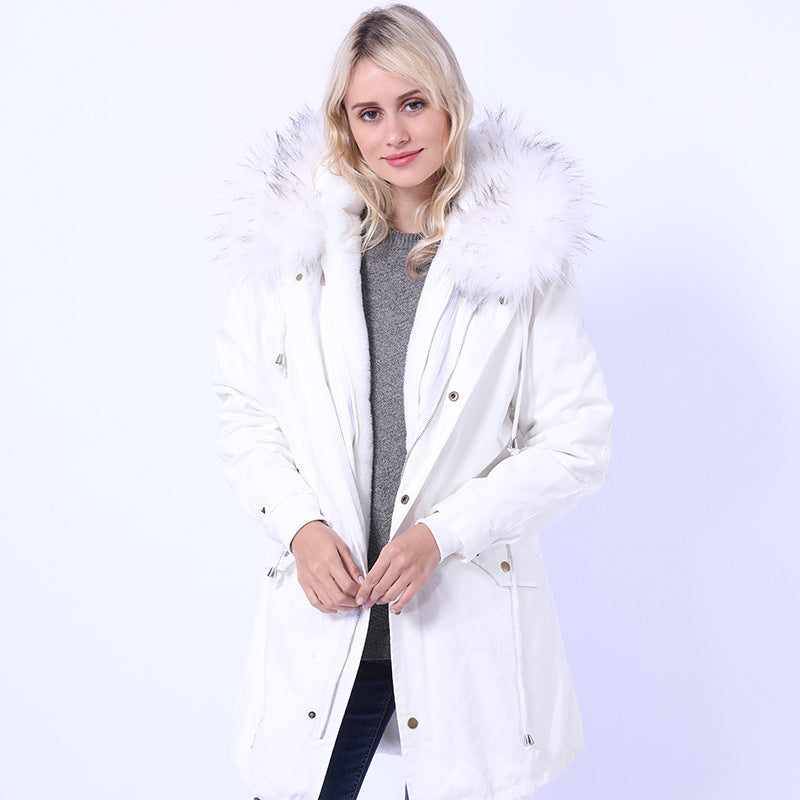 Manteau long femme avec col décoratif en fausse fourrure Berg-Feldt