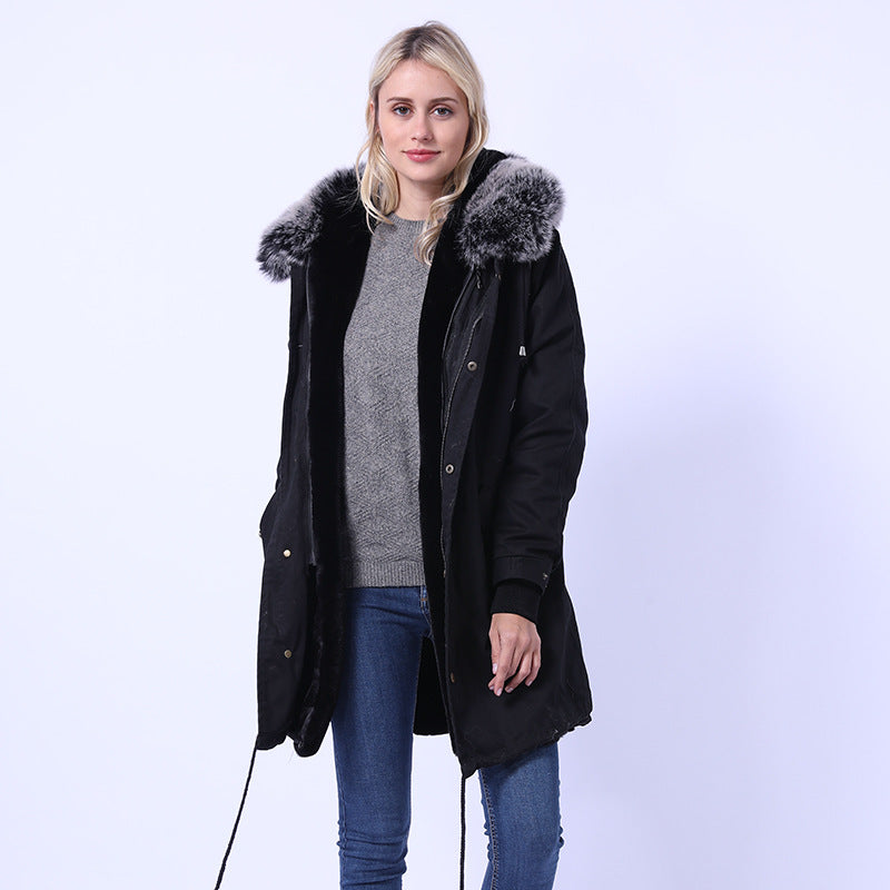 Manteau long femme avec col décoratif en fausse fourrure Berg-Feldt
