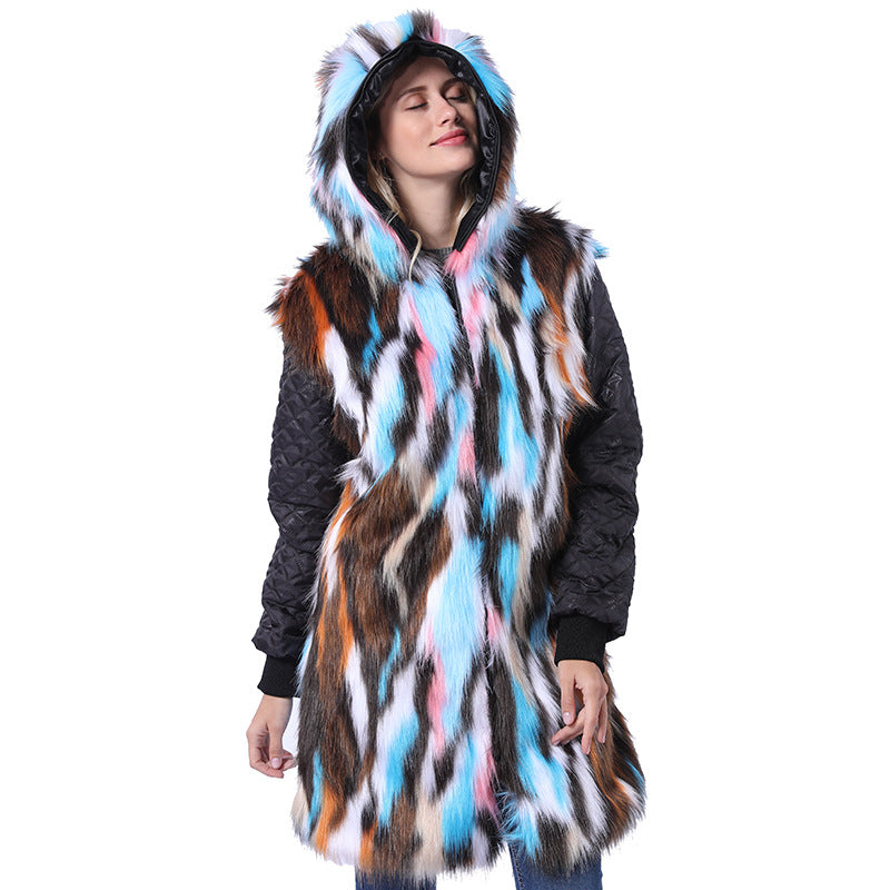 Manteau long femme avec col décoratif en fausse fourrure Berg-Feldt