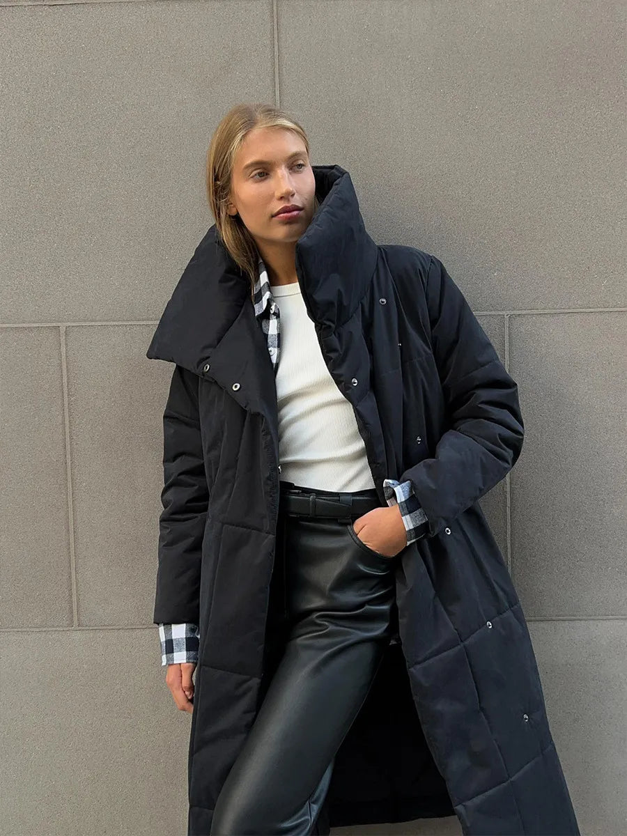 Berg-Feldt | Lange Winterjacke mit elegantem breitem Kragen