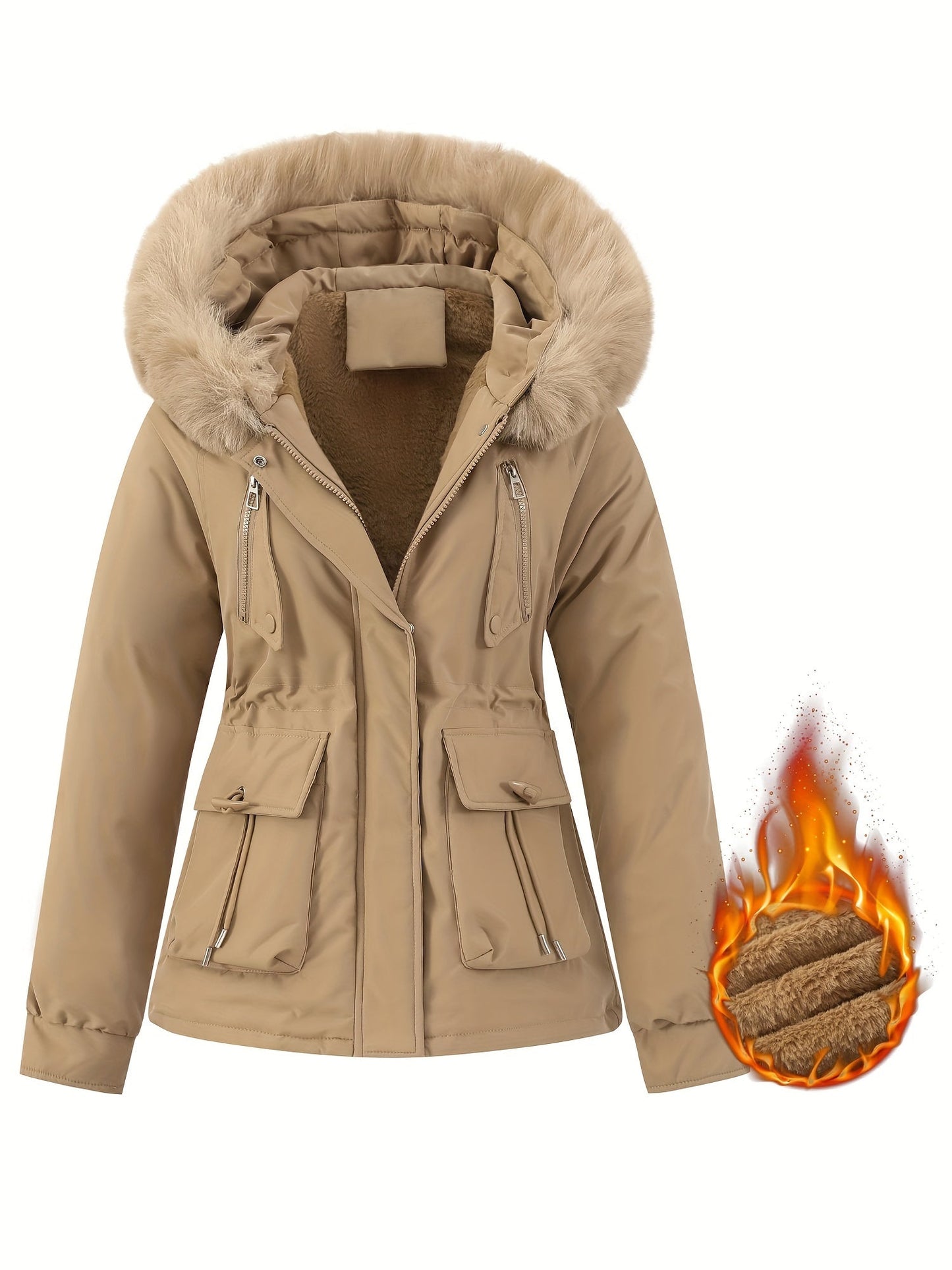 Berg-Feldt | Manteau d'hiver pour femme avec capuche en fourrure amovible