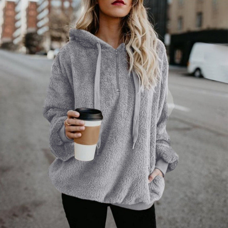 Damen Fleece-Sweatshirt mit Kapuze von Fudus