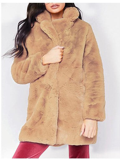 Damen Veste longue duveteuse en fausse fourrure avec capuche Berg-Feldt