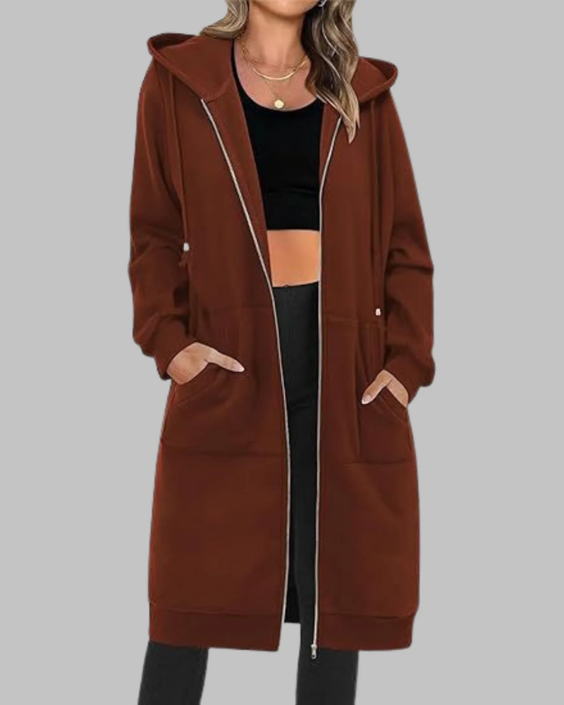Berg-Feldt | Lässige Zip-Up Übergroße Lange Jacke