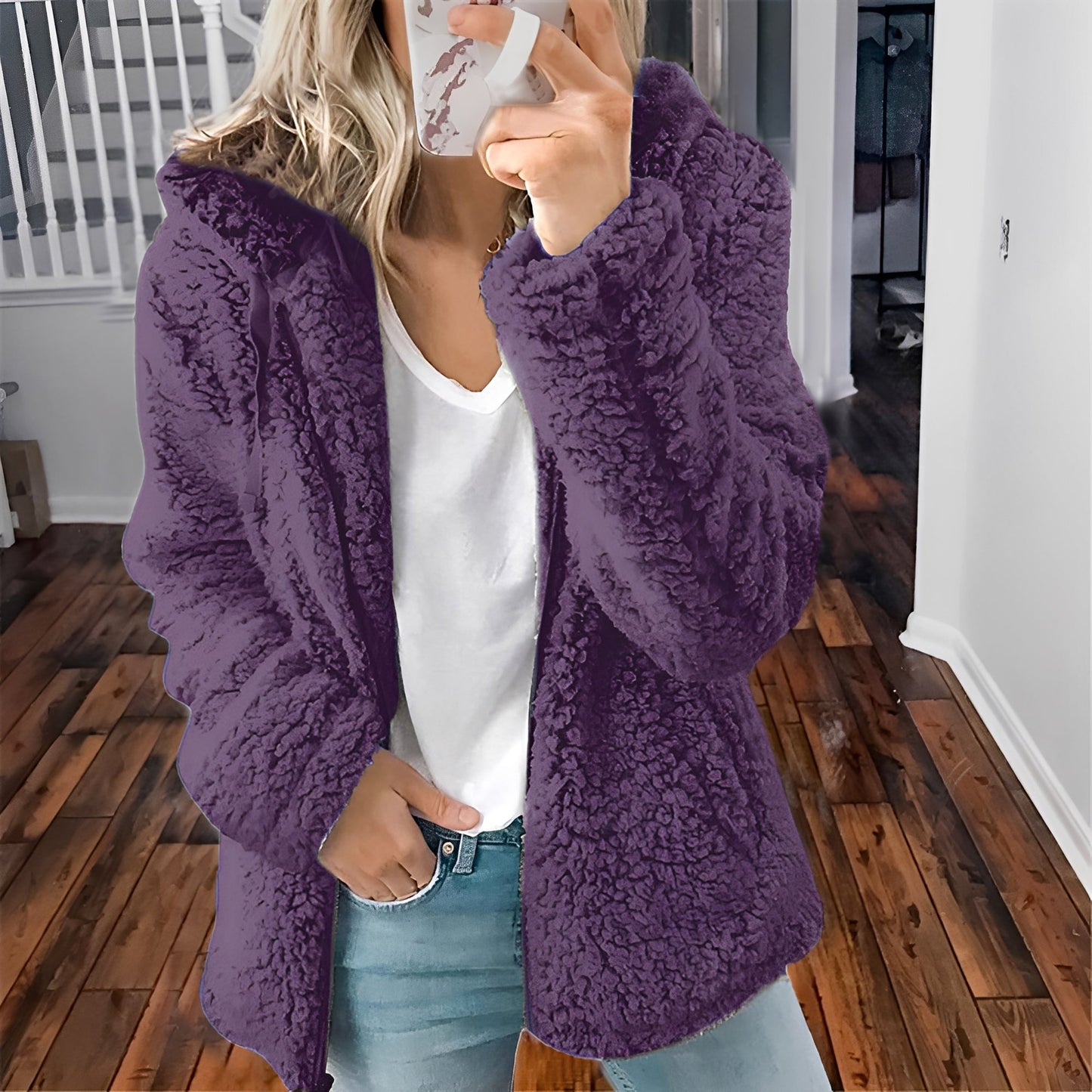 Berg-Feldt | Lässige Teddy-Fleece-Hoodie-Jacke für Frauen