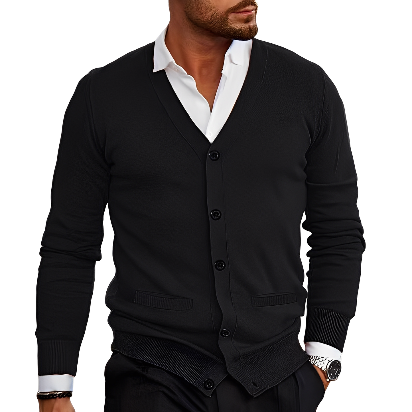 Berg-Feldt | Lässiger Baumwollcardigan mit Knöpfen für Herren