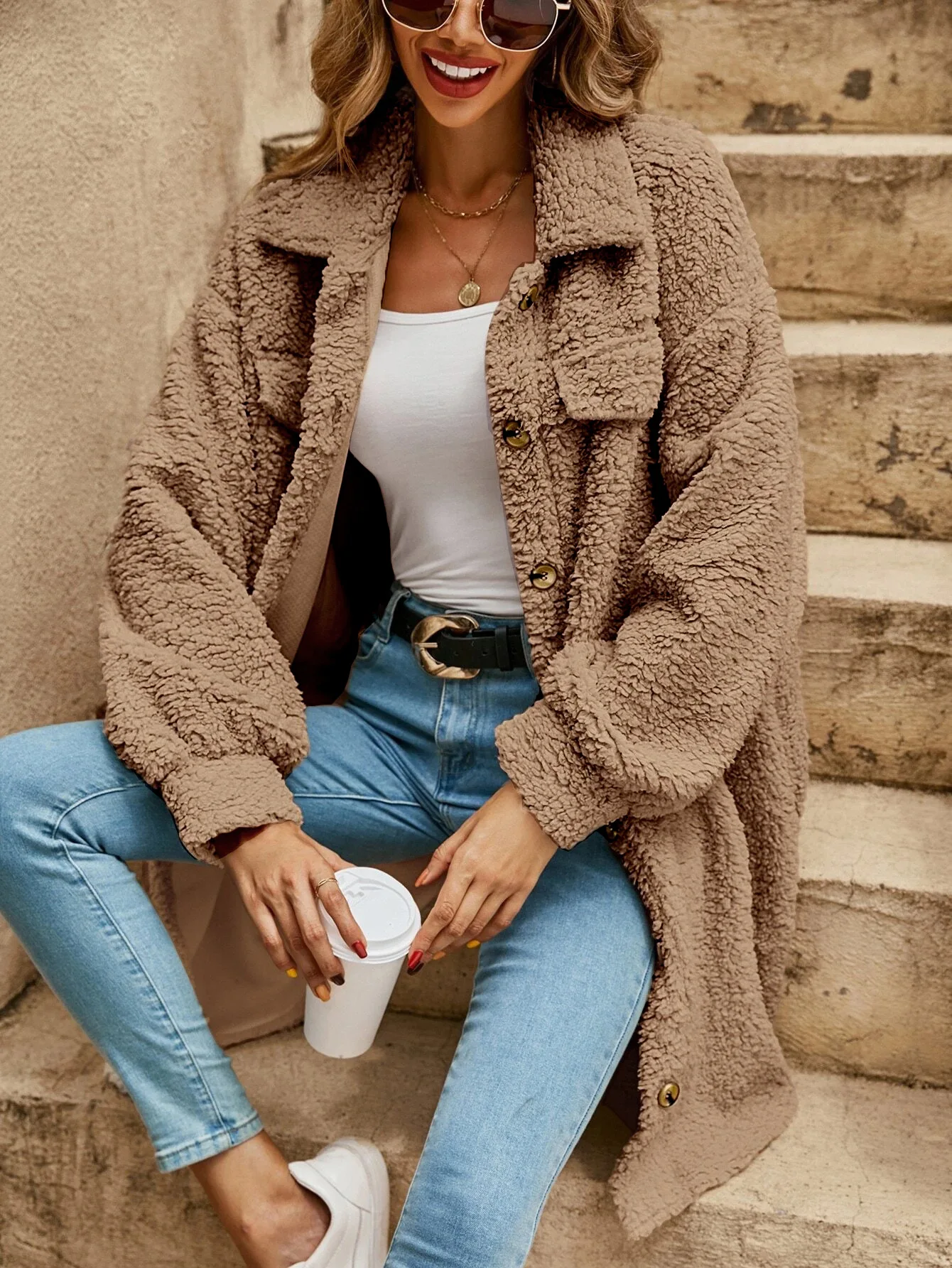 Berg-Feldt | Teddyjacke - bequeme lange Damenjacke