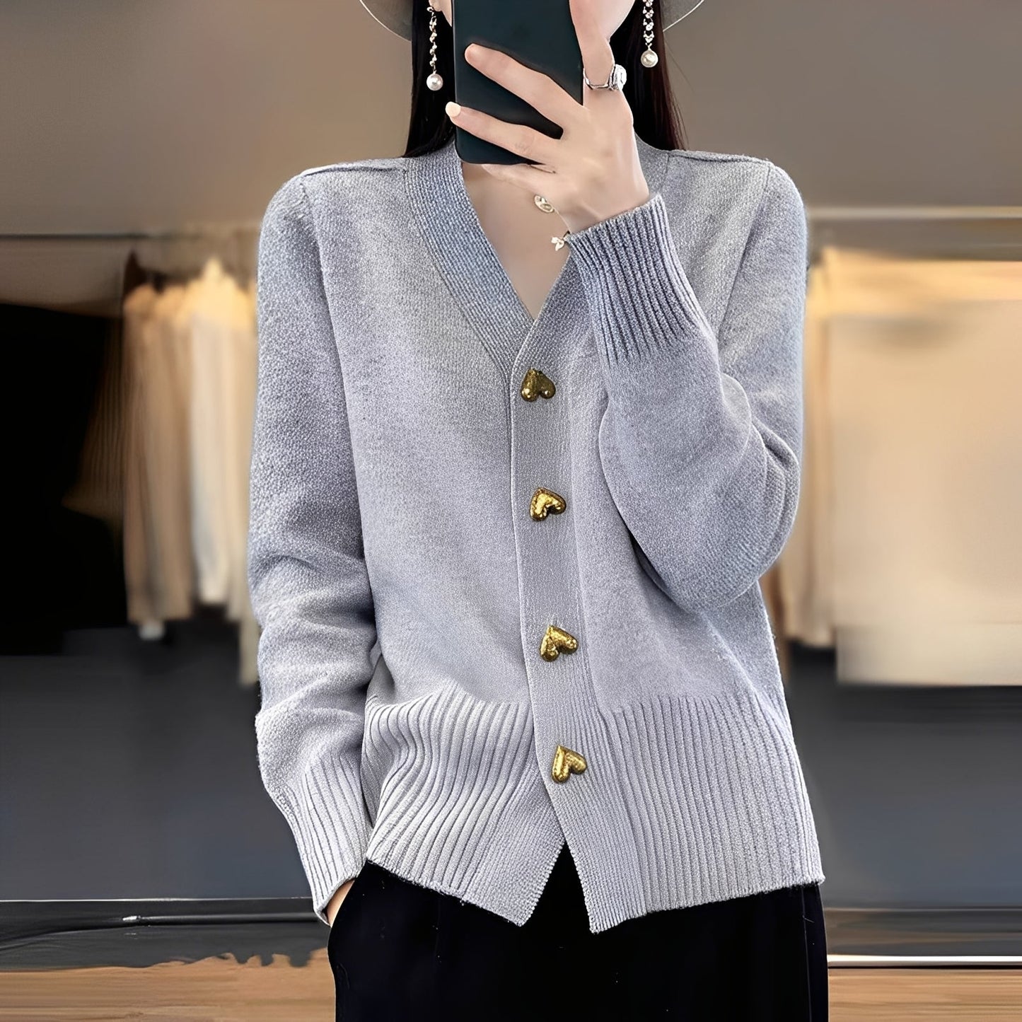 Berg-Feldt | Strickjacke mit Herzknöpfen für Frauen