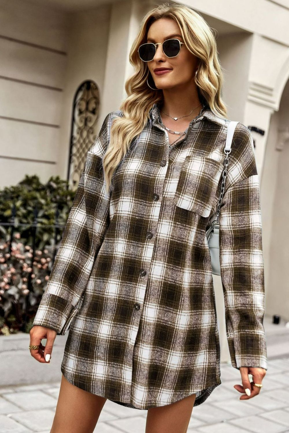 Berg-Feldt | Karierte Kurze Hemdjacke mit abgerundetem Saum