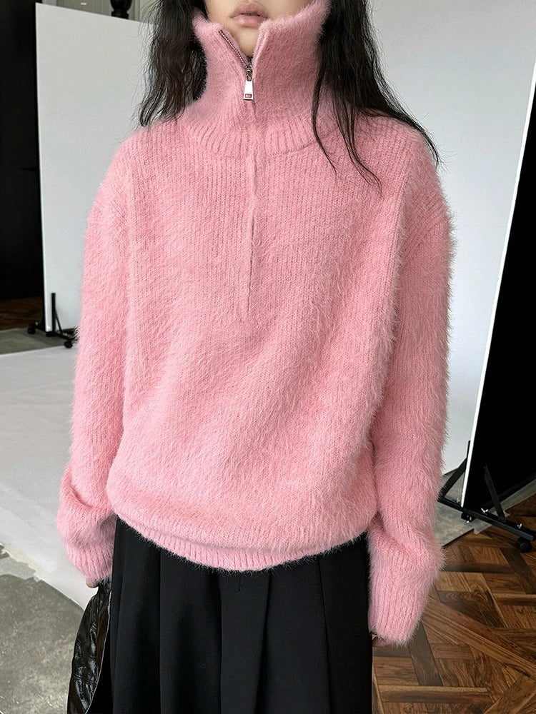 Berg-Feldt | Flauschiger Pullover mit Reißverschluss
