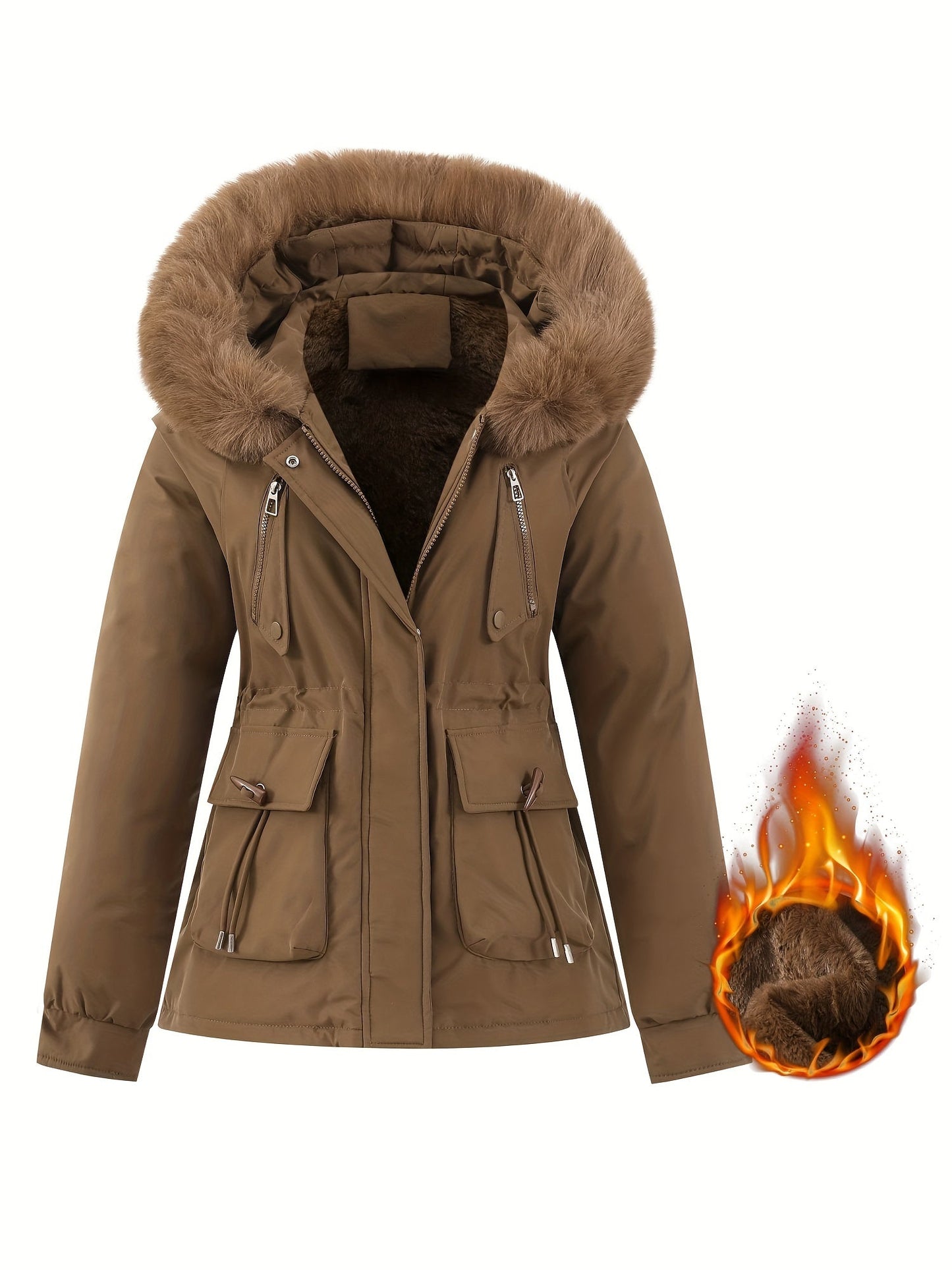 Berg-Feldt | Manteau d'hiver pour femme avec capuche en fourrure amovible