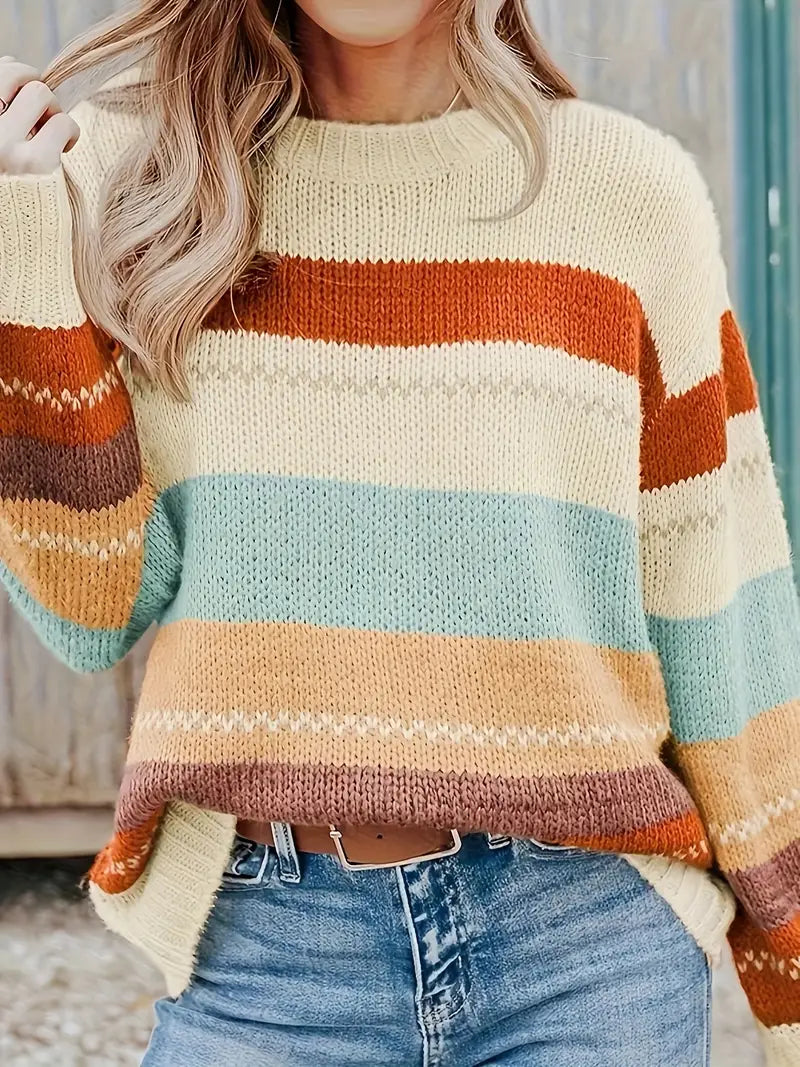 Eli: Rundhals-Pullover mit Streifen