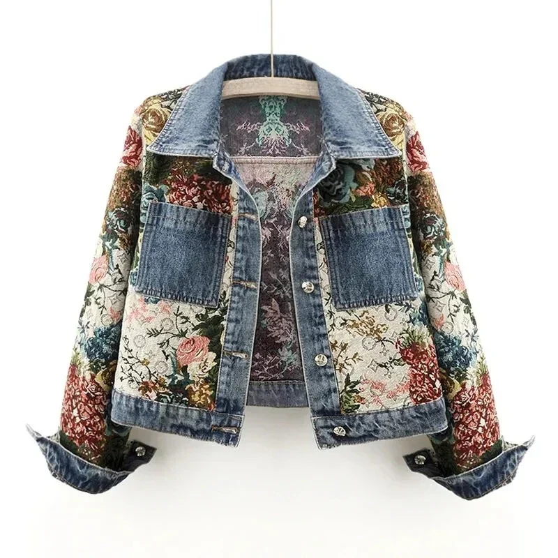 Berg-Feldt | Trendy Blumen Denim Jacke für Frauen