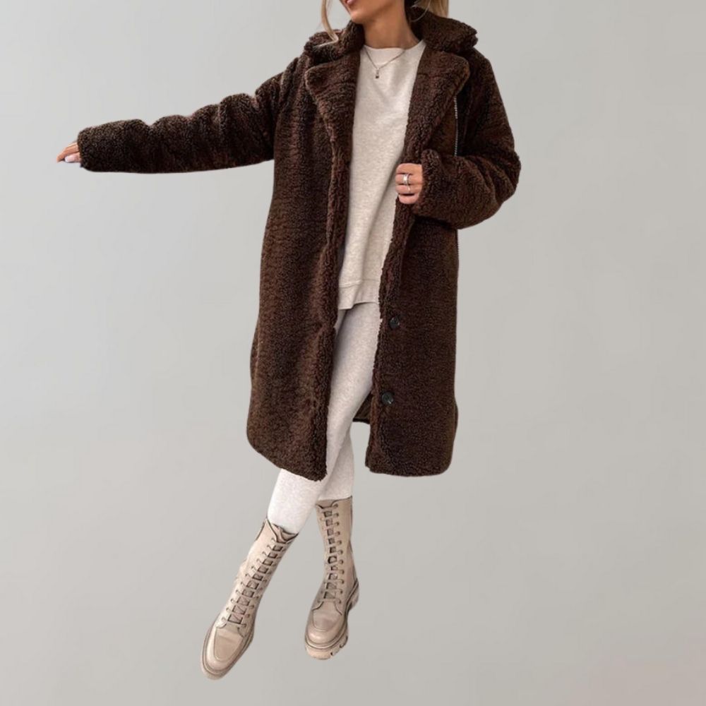 Berg-Feldt | Langer Teddy Mantel für Damen