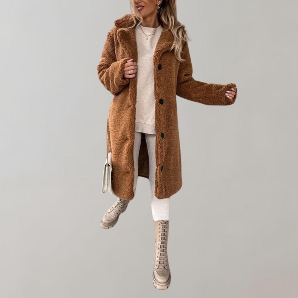 Berg-Feldt | Langer Teddy Mantel für Damen